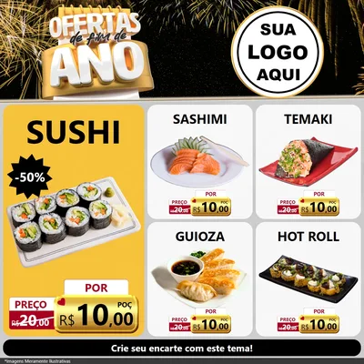 Modelo de Rede Social para Feed Facebook com o tema Ofertas de Fim de Ano para Comida japonesa