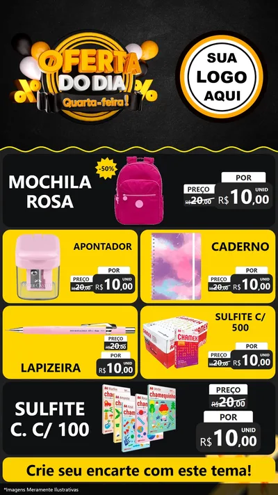 Modelo de TV para TV Vertical com o tema Oferta do Dia - Quarta Feira! para Papelaria