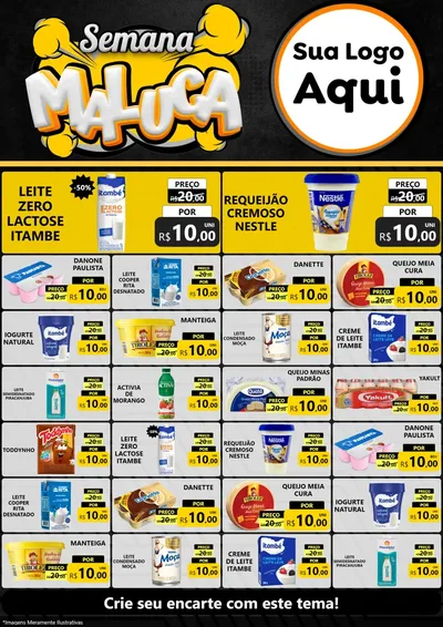 Modelo de Encarte para Encarte A4 Vertical com o tema Semana Maluca para Frios e Laticínios