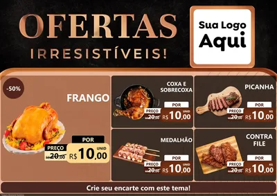 Modelo de Encarte para Encarte A4 Horizontal com o tema Ofertas Irresistíveis! para Assados