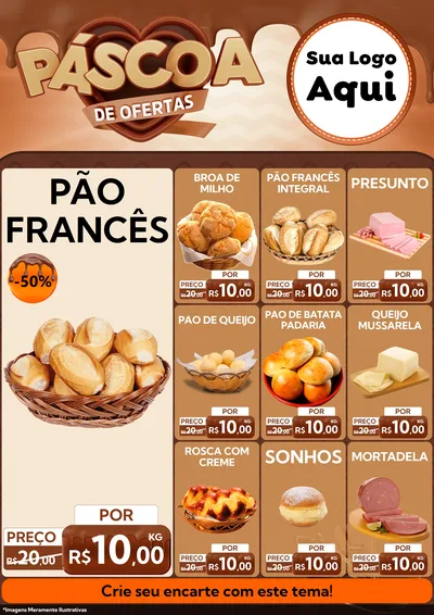 Modelo de Encarte para Encarte A4 Vertical com o tema Páscoa de Ofertas para Padaria