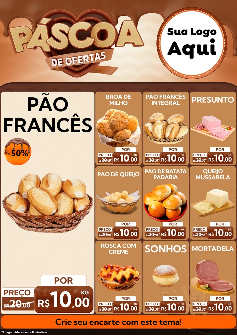 Modelo de Encarte para Encarte A4 Vertical com o tema Páscoa de Ofertas para Padaria