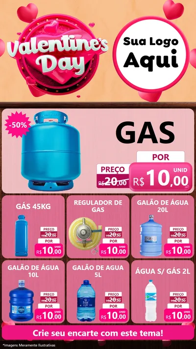 Modelo de Rede Social para Stories com o tema Valentine's Day para Água e gás