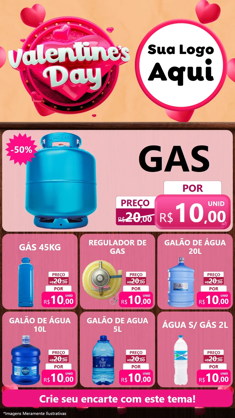 Modelo de Rede Social para Stories com o tema Valentine's Day para Água e gás