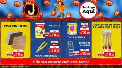 Modelo de TV para TV Horizontal com o tema Dia J - O Dia Mais Barato Do Mês para Material para Construção