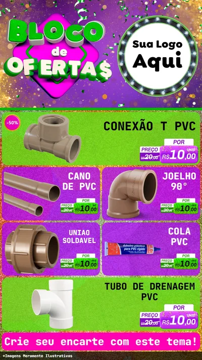 Modelo de TV para TV Vertical com o tema Bloco de Ofertas para Tubos e conexões
