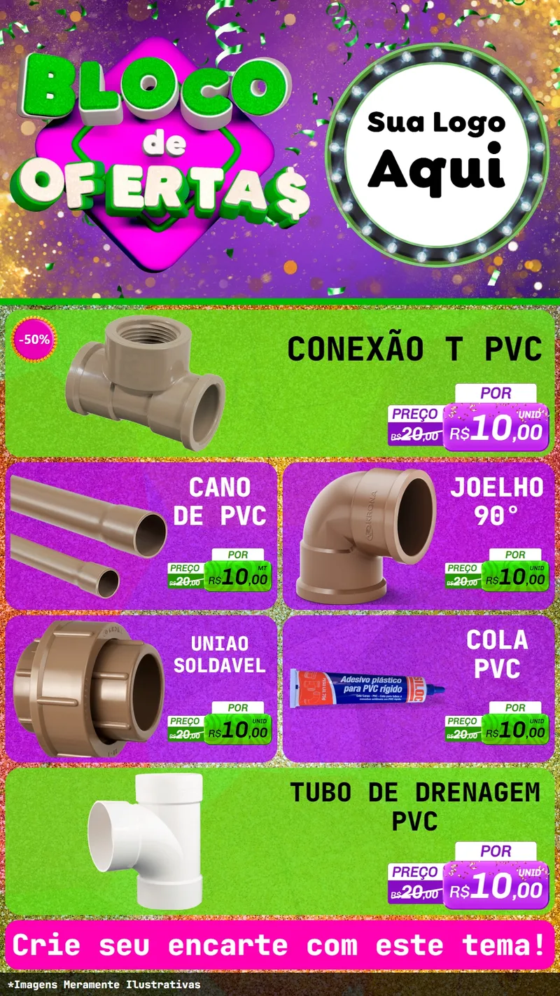 Modelo de TV para TV Vertical com o tema Bloco de Ofertas para Tubos e conexões