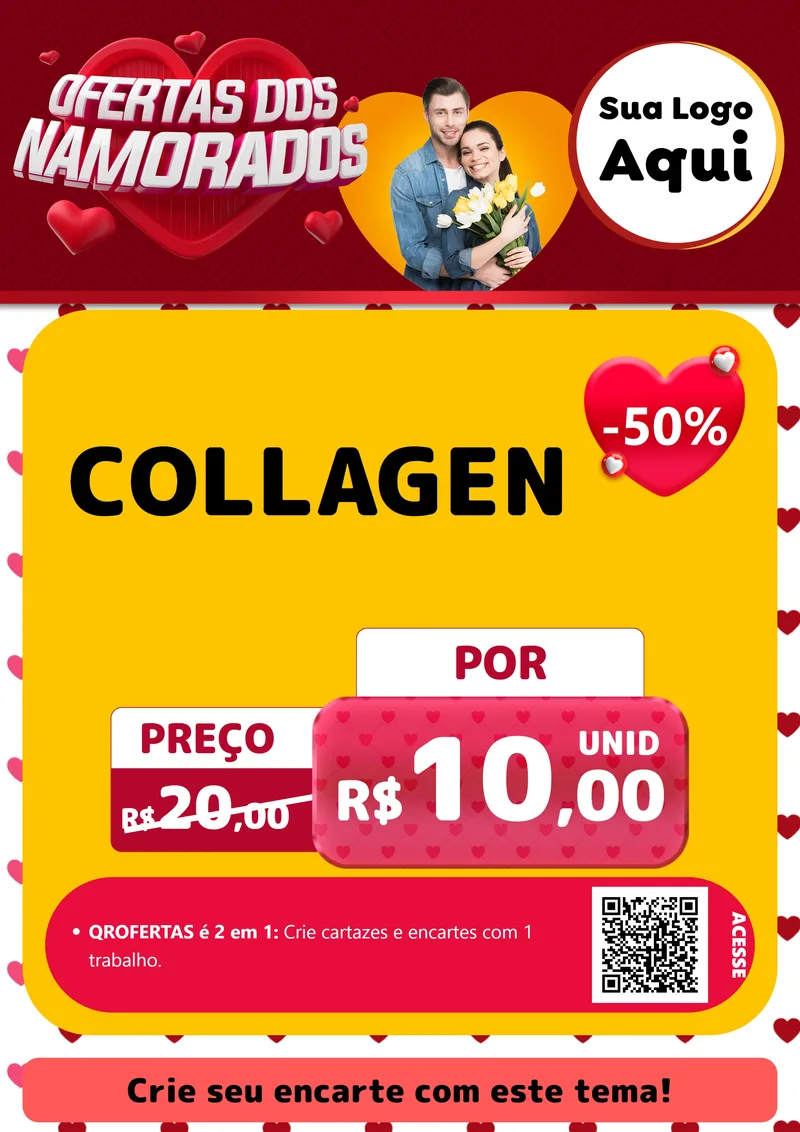 Modelo de Cartaz para Cartaz A4 Vertical com o tema Ofertas Dos Namorados para Suplementos alimentares