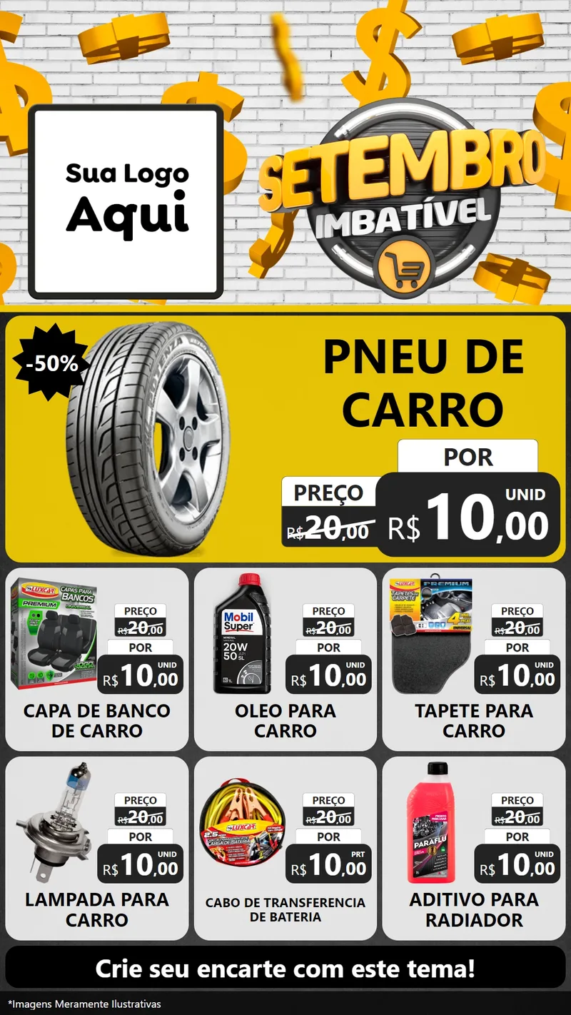 Modelo de Rede Social para Stories com o tema Setembro Imbatível para Auto peças
