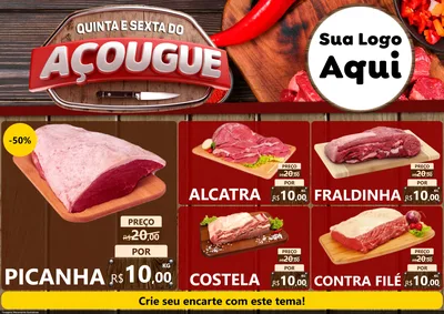 Modelo de Encarte para Encarte A4 Horizontal com o tema Quinta e Sexta do Açougue para Açougue
