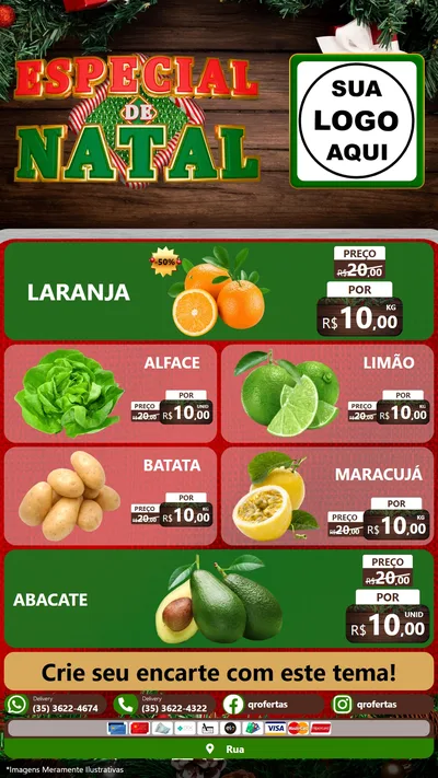Modelo de TV para TV Vertical com o tema Especial de Natal para Hortifrúti