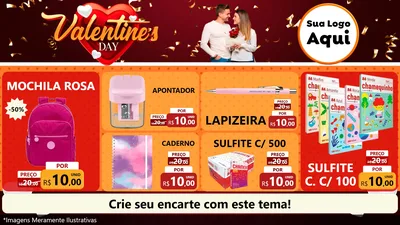 Modelo de TV para TV Horizontal com o tema Valentine's Day para Papelaria