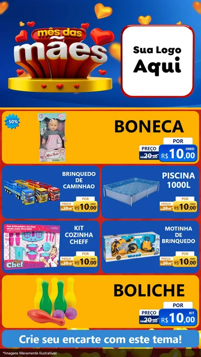 Modelo de TV para TV Vertical com o tema Mês das Mães para Brinquedos