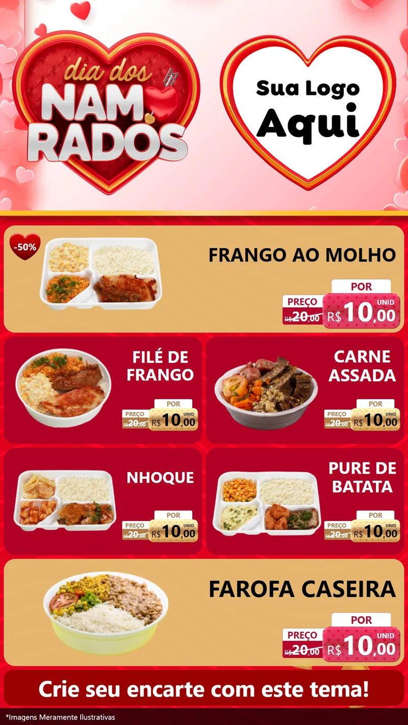 Modelo de TV para TV Vertical com o tema Dia dos Namorados para Restaurante