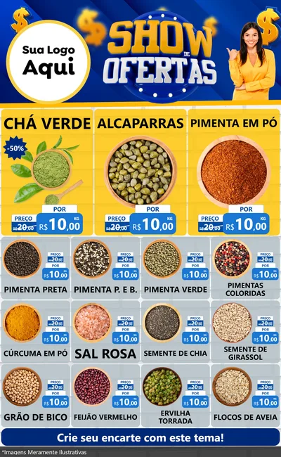 Modelo de Encarte para Encarte Grande com o tema Show de Ofertas para Produtos Naturais