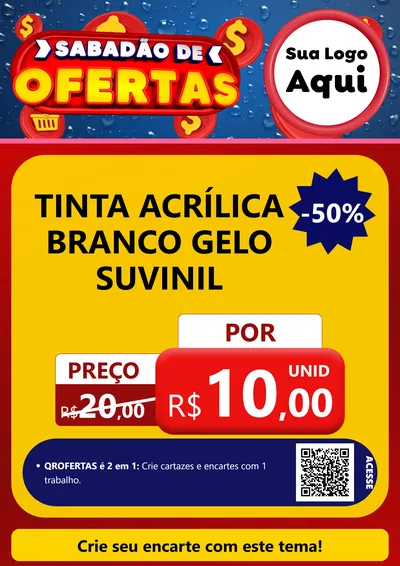 Modelo de Cartaz para Cartaz A4 Vertical com o tema Sabadão de Ofertas para Tintas e Ferramentas
