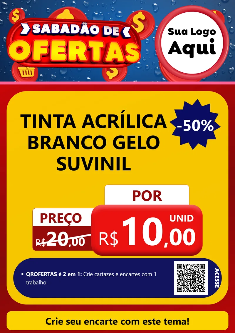 Modelo de Cartaz para Cartaz A4 Vertical com o tema Sabadão de Ofertas para Tintas e Ferramentas