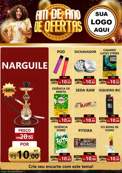 Modelo de Encarte para Encarte A4 Vertical com o tema Fim de Ano de Ofertas para Tabacaria