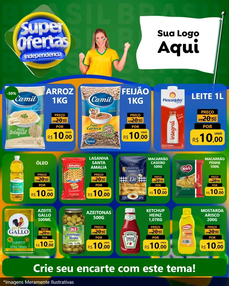 Modelo de Rede Social para Feed Instagram com o tema Super Ofertas de Independência para Supermercado
