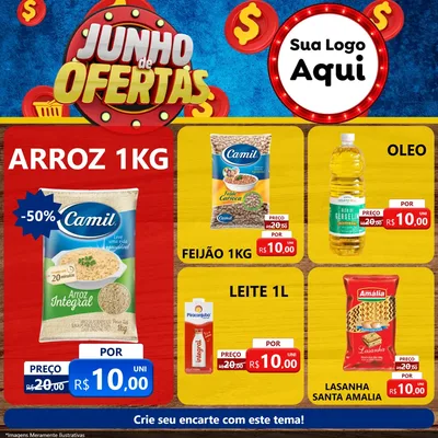 Modelo de Rede Social para Feed Facebook com o tema Junho de Ofertas para Supermercado