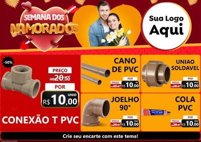 Modelo de Encarte para Encarte A4 Horizontal com o tema Semana dos Namorados para Tubos e conexões