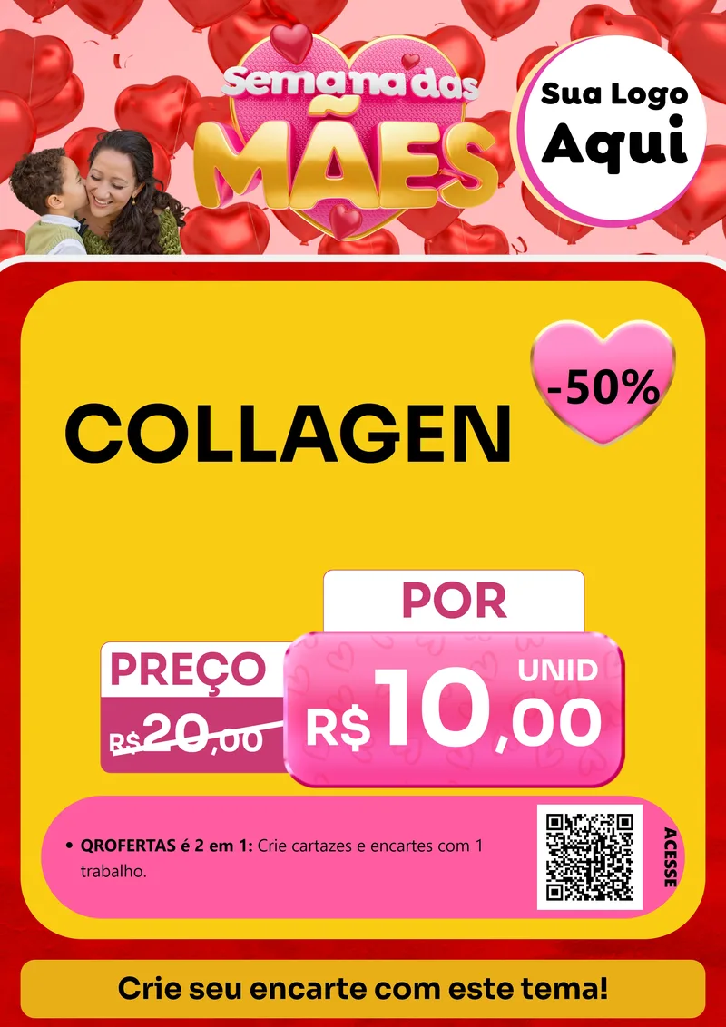 Modelo de Cartaz para Cartaz A4 Vertical com o tema Semana Das Mães para Suplementos alimentares