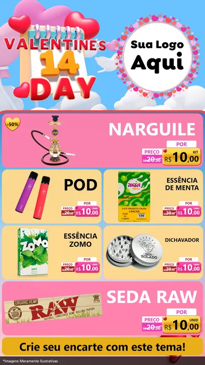 Modelo de TV para TV Vertical com o tema Valentine's Day para Tabacaria