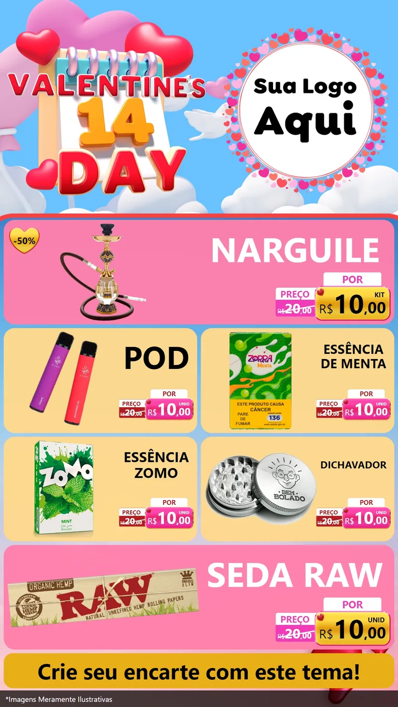 Modelo de TV para TV Vertical com o tema Valentine's Day para Tabacaria