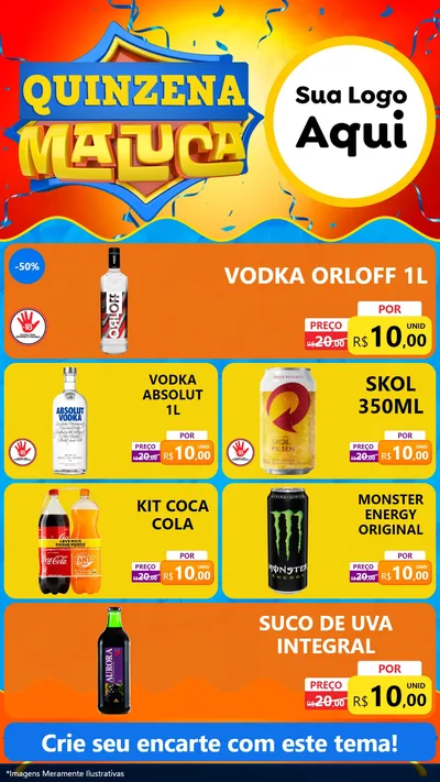 Modelo de TV para TV Vertical com o tema Quinzena Maluca para Distribuidora de bebidas