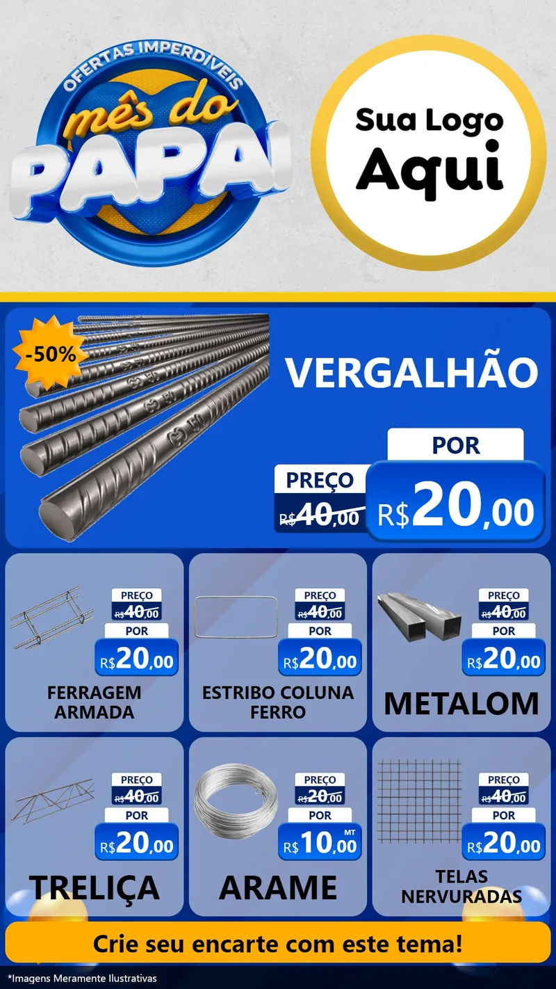 Modelo de Rede Social para Stories com o tema Ofertas Imperdíveis Mês Do Papai para Ferragens