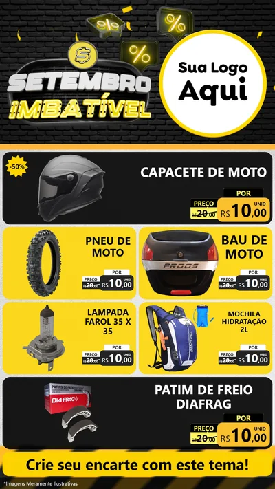Modelo de TV para TV Vertical com o tema Setembro Imbatível para Moto peças