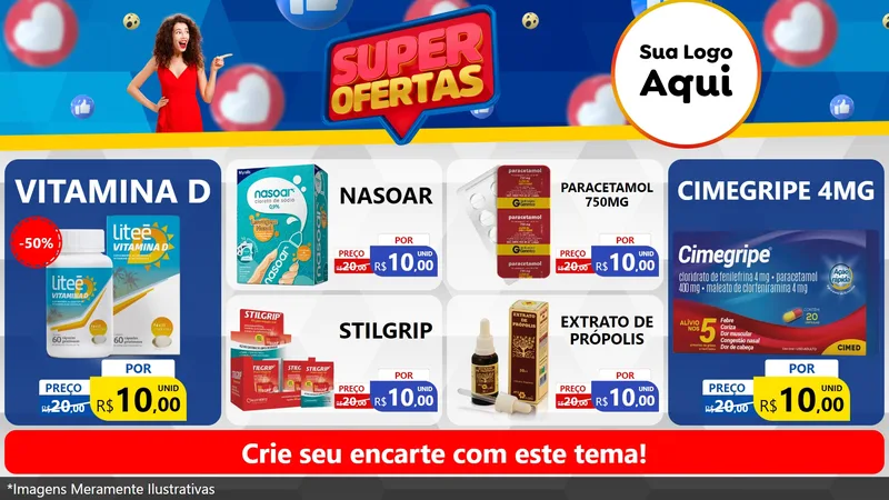 Modelo de TV para TV Horizontal com o tema Super Ofertas para Farmácia