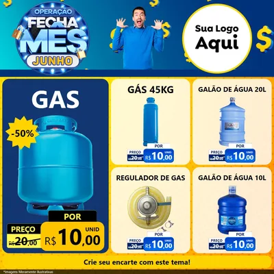 Modelo de Rede Social para Feed Facebook com o tema Operação Fecha Mês, Junho para Água e gás