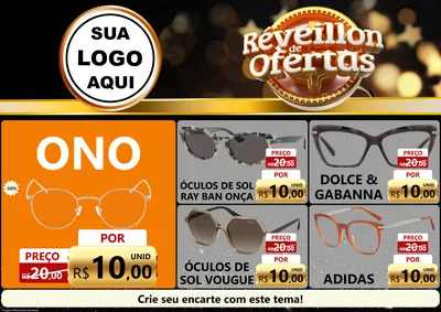 Modelo de Encarte para Encarte A4 Horizontal com o tema Réveillon de Ofertas para Óticas
