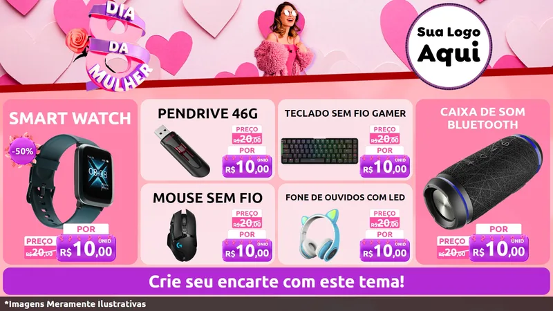 Modelo de TV para TV Horizontal com o tema Dia da Mulher para Informática
