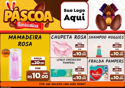 Modelo de Encarte para Encarte A4 Horizontal com o tema Páscoa Fantástica para Bebês