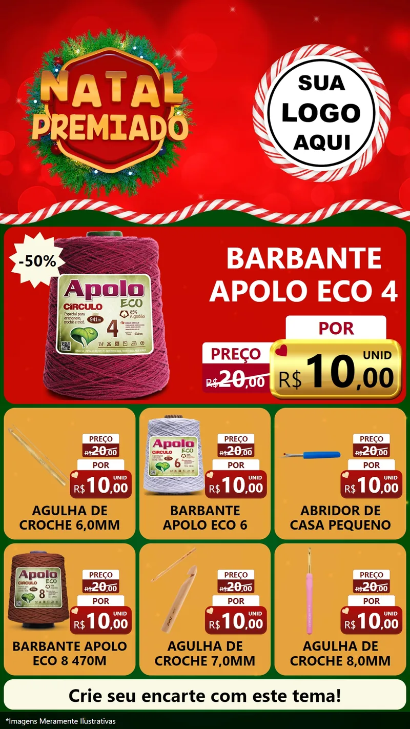 Modelo de Rede Social para Stories com o tema Natal Premiado para Armarinho e Aviamentos