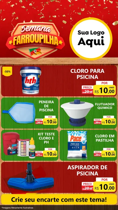 Modelo de TV para TV Vertical com o tema Semana Farroupilha para Produtos para Piscina