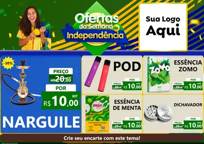 Modelo de Encarte para Encarte A4 Horizontal com o tema Ofertas da Semana da Independência para Tabacaria