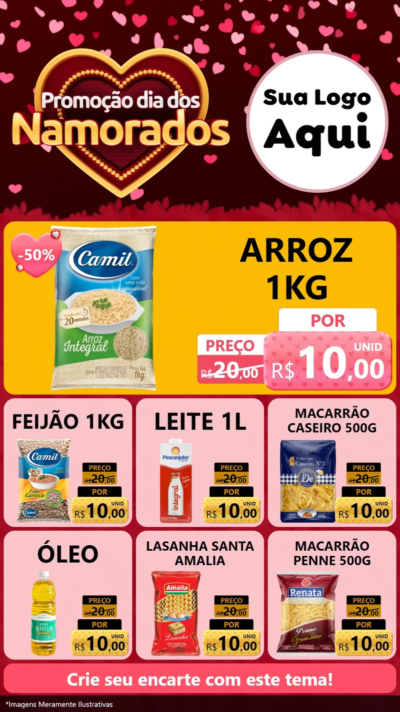 Modelo de Rede Social para Stories com o tema Promoção Dia Dos Namorados para Supermercado