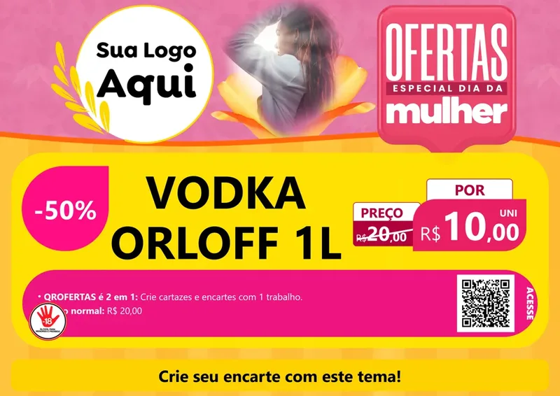 Modelo de Cartaz para Cartaz A4 Horizontal com o tema Ofertas - Especial Dia Das Mulheres para Distribuidora de bebidas