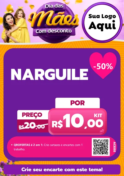 Modelo de Cartaz para Cartaz A4 Vertical com o tema Dia das Mães com Desconto para Tabacaria