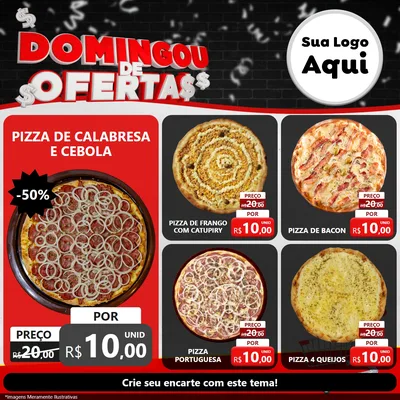 Modelo de Rede Social para Feed Facebook com o tema Domingou de Ofertas para Pizzaria