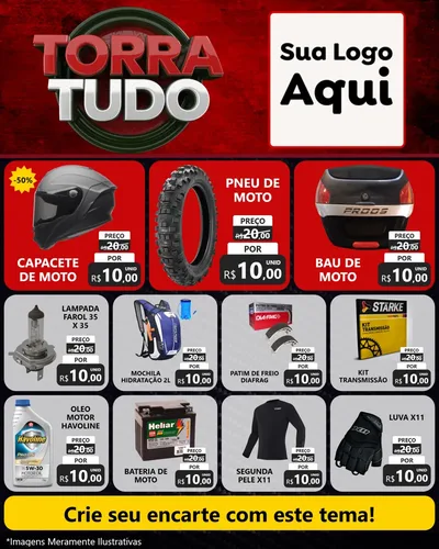 Modelo de Rede Social para Feed Instagram com o tema Torra Tudo para Moto peças
