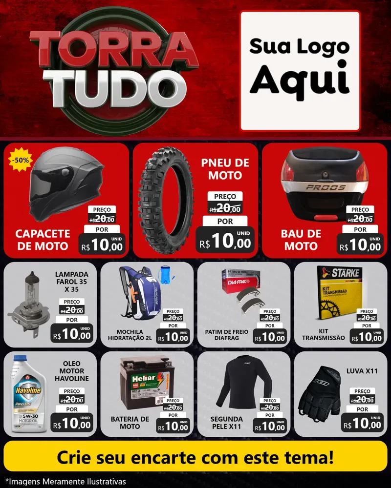 Modelo de Rede Social para Feed Instagram com o tema Torra Tudo para Moto peças