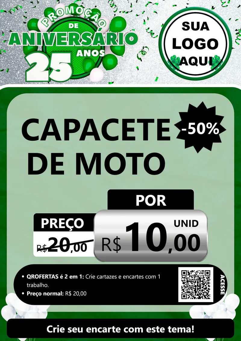 Modelo de Cartaz para Cartaz A4 Vertical com o tema Promoção de Aniversário - 25 Anos para Moto peças