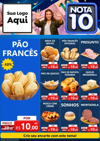 Modelo de Encarte para Encarte A4 Vertical com o tema Nota 10 para Padaria
