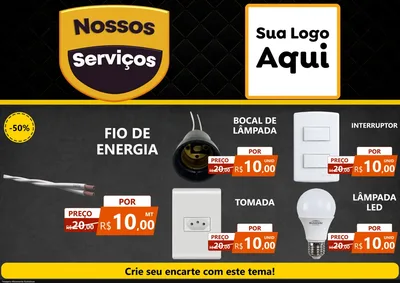 Modelo de Encarte para Encarte A4 Horizontal com o tema Nossos Serviços para Materiais Elétricos