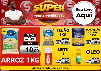 Modelo de Encarte para Encarte A4 Horizontal com o tema Super Terça Imperdível para Supermercado
