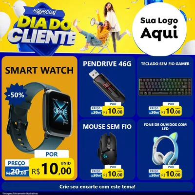 Modelo de Rede Social para Feed Facebook com o tema Especial Dia do Cliente para Informática